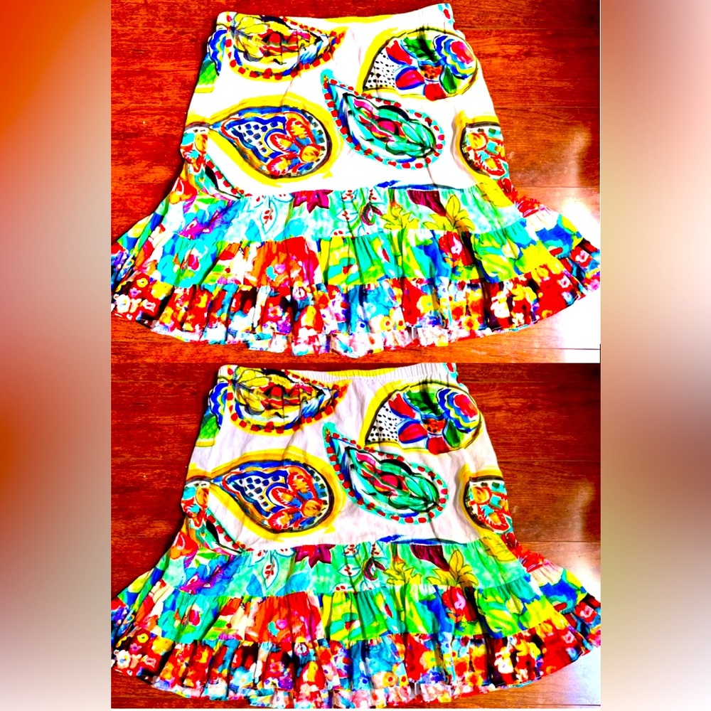 VINTAGE 90’s JAMS WORLD FLORAL PAISLY  CHARDONEY PRINT RUFFLE SKIRT WOMENS LARGE